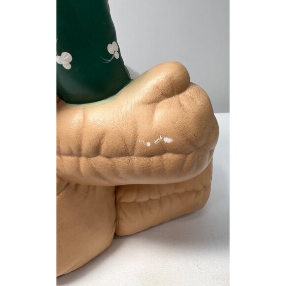 Vintage Teddy Bear Piggy Bank With Green Hat & Shamrock Accents - Picture 7 of 8